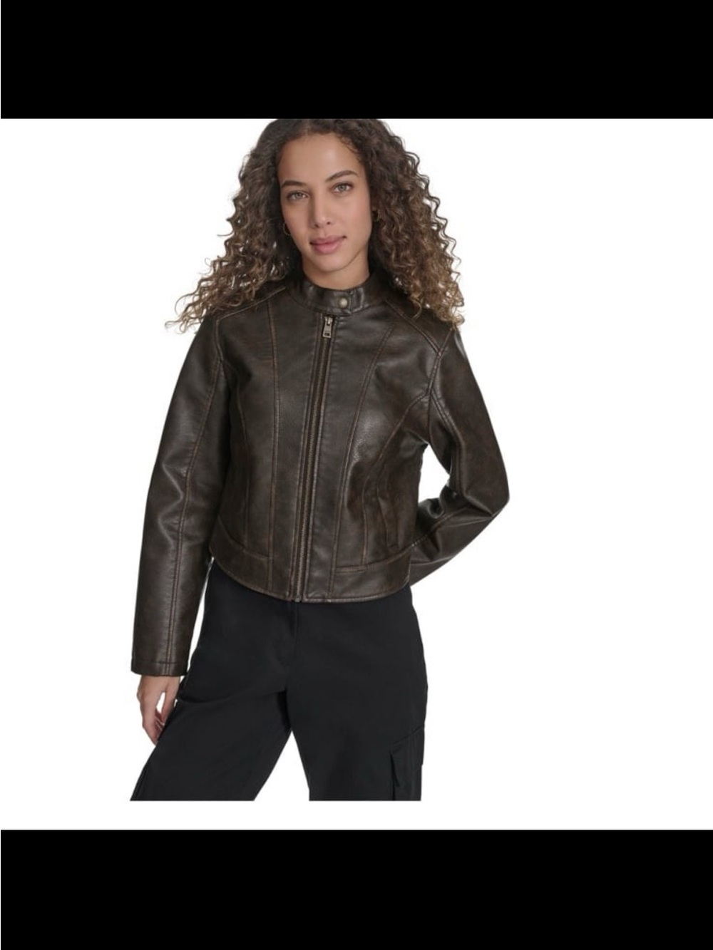 Levi's Women's Dark Brown Faux Leather Moto Jacket